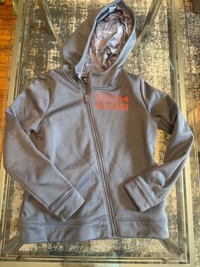 Youth Large Under Armour Gray Hoodie with Bright Orange Logo